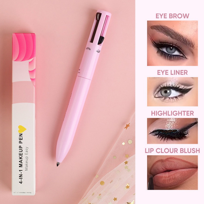 4 Color Lip Liner 4-in-1 Makeup Pen Eye Liner Highlighter Long Lasting Eye Makeup Easy to apply