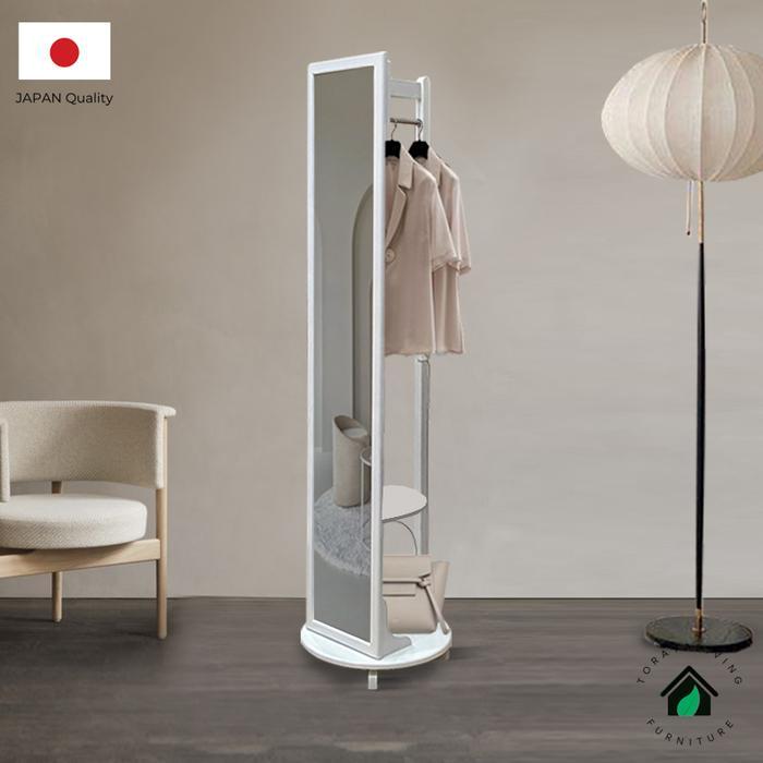 Toraya Cermin Full Body/ Cermin dengan Gantungan/ Lemari Kaca Putar/ Standing Mirror Cabinet/