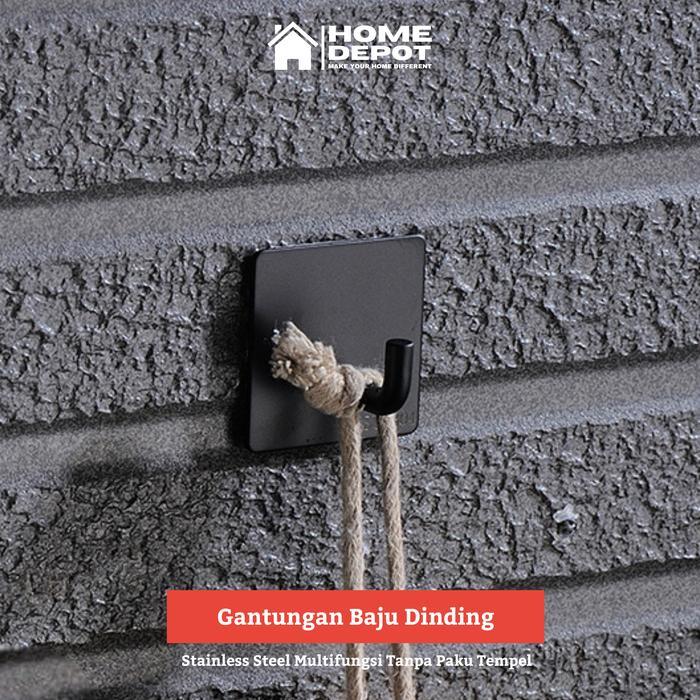 Gantungan Baju Dinding Stainless Steel Multifungsi Tanpa Paku Tempel