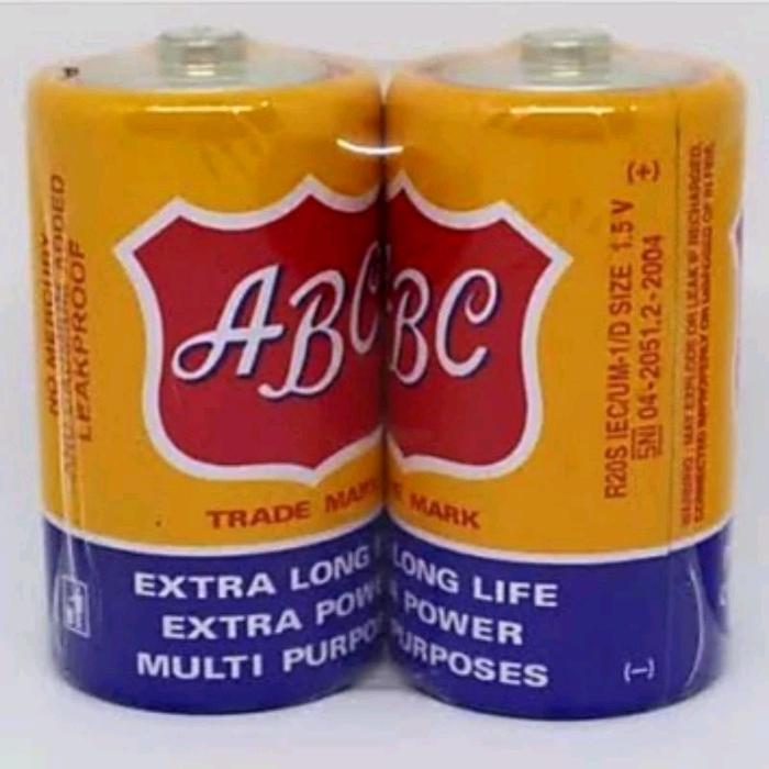 34oi- Batu Baterai Abc R20 Kuning Isi 2 Pcs Tipe D Besar , Baterei Radio Dll Batre