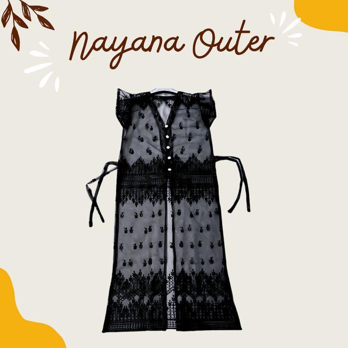 Nayana Baju Outer Brokat Hitam Wanita Elegan Model Kekinian - Lw001
