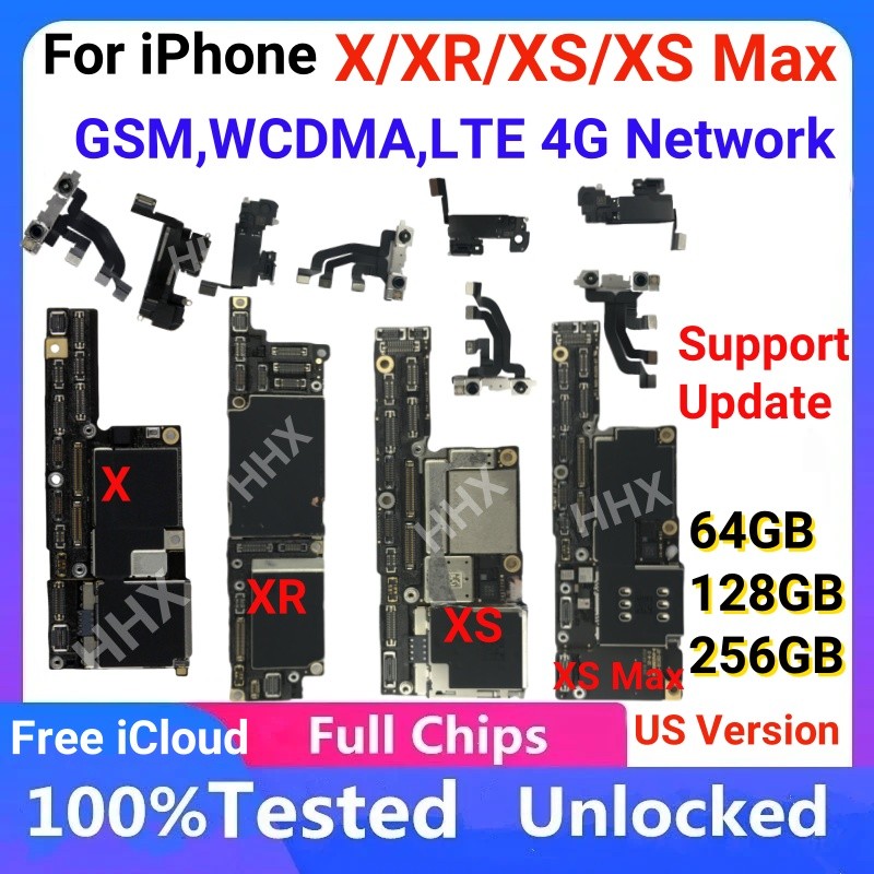 Mainboard For iPhone X/XR/XS/XS Max Unlocked Motherboard Fully Tested With Face ID Clean iCloud