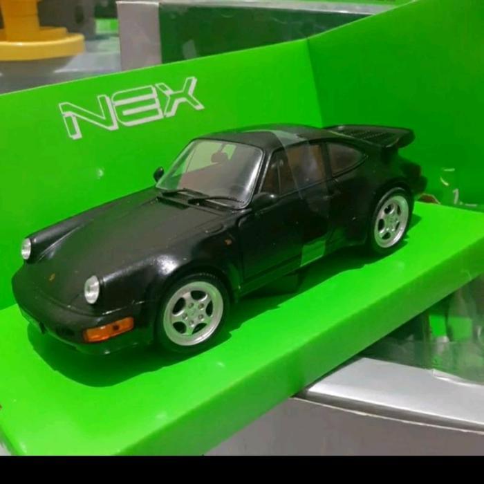 Terbaru Diecast Welly Skala 1:24 Porsche 964 Turbo Hitam Baru Bukan Bekas Komplit (Langka &