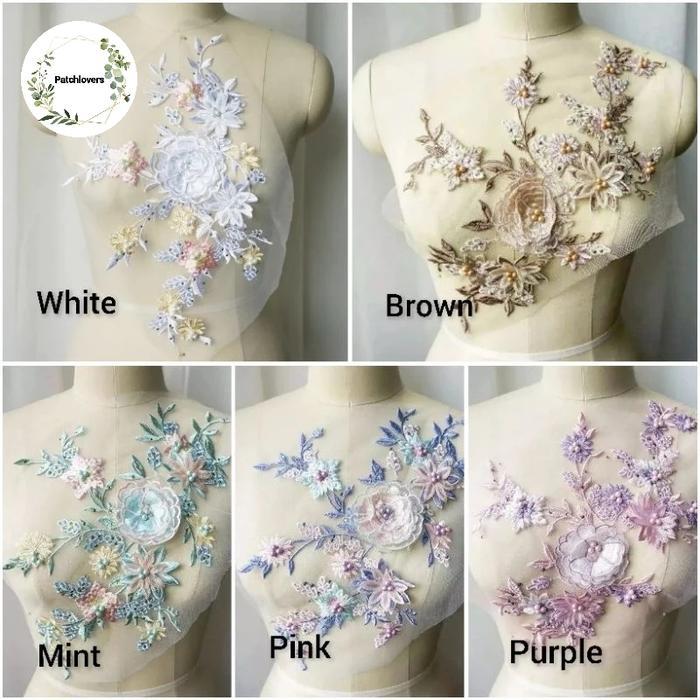 lace bordir bunga 3d, lace bordir bunga