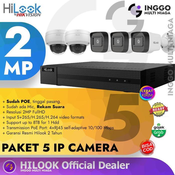 Bisa Grab Paket Ip Camera 5 Kamera 2Mp Hilook Audio Rekam Suara Cctv