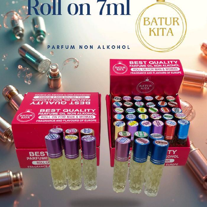 BERKUALITAS Parfum Murah Roll on Formula Tahan Lama 7ml 1 kotak 30 botol bonus tempat parfum Boxnya