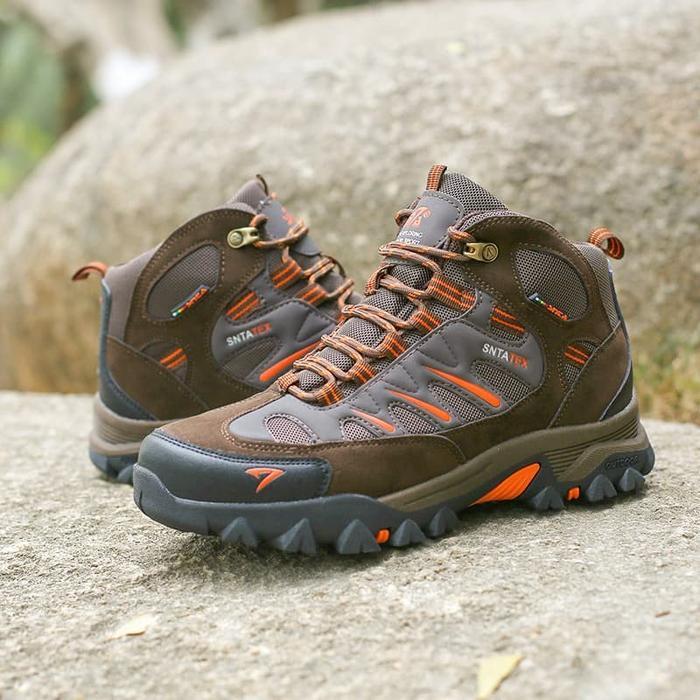 Sepatu Gunung SNTA 486 Brown Orange Semi Waterproof Hikking Trekking Outdoor