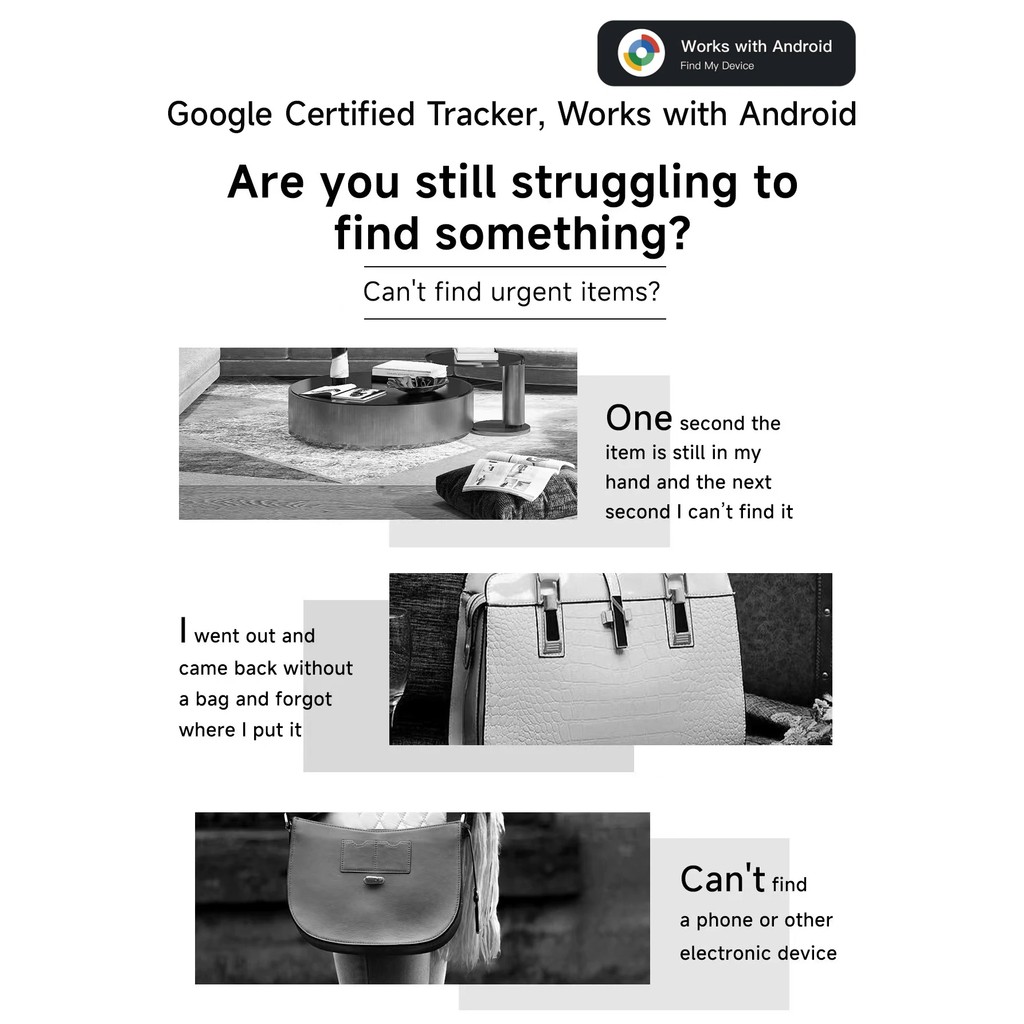 Android Slim Wallet Tracker Card Rechargeable Luggage Tracker Tag Works with Google Find Hub App