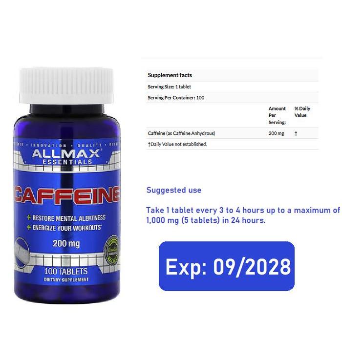 ALLMAX, Essentials, Caffeine, 200 mg, 100 Tablets