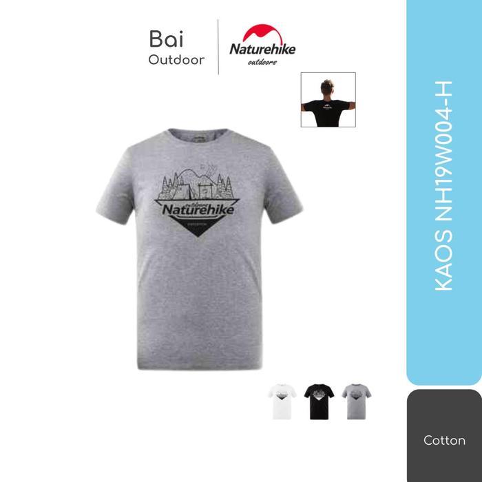 NATUREHIKE NH19W004-H T-SHIRT Kaos Katun Pria untuk Hiking Camping Outdoor - Hitam, S BAJU T-SHIRT H