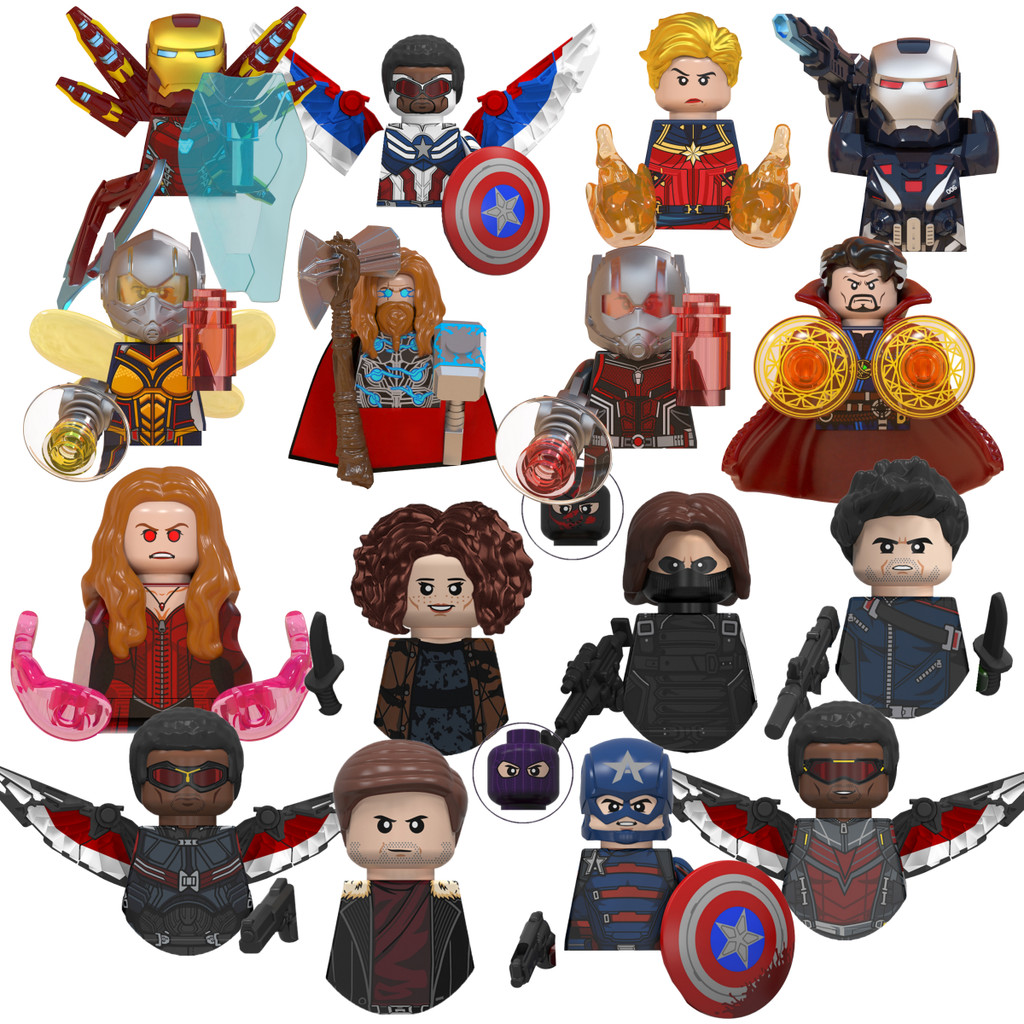 Blind Box Mini Building Blocks WM6117 Figures Big Goblin Spiderman Iron Man Venom Captain Hawk