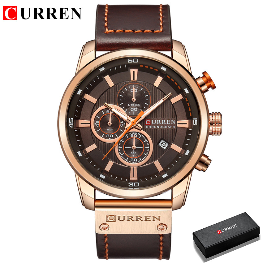 CURREN 8291 Mens Quartz Chronograph tch Casual Leather Military Sport Fashion Gentleman Wristtch