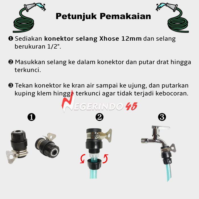 TERLARIS PAKET SELANG 1/2 INCH SEMPROTAN AIR CUCI MOTOR MOBIL SIRAM TAMAN SERAT BENANG HIJAU ANTI