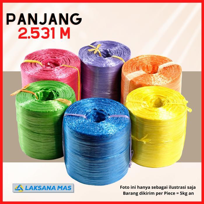 Tali Rafia Plastik Laksanamas Super Warna Glossy Merah/Biru/Kuning/Hijau/Ungu/Oren