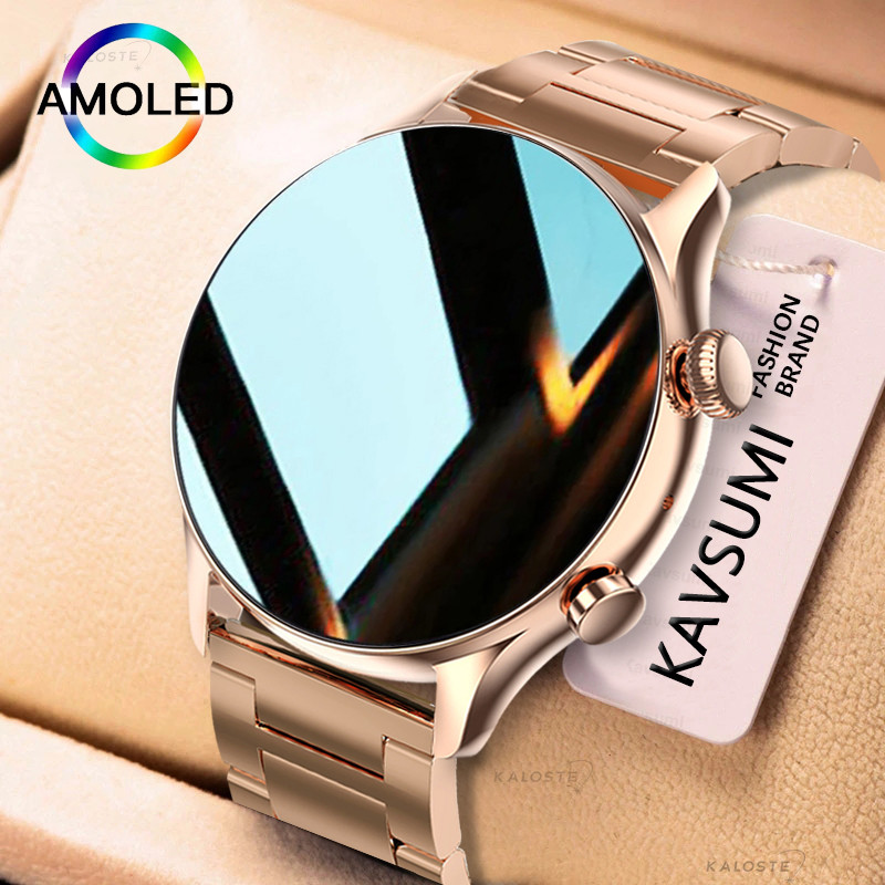 KAVSUMI Smartwatch Women AMOLED HD Screen Always On Display Bluetooth