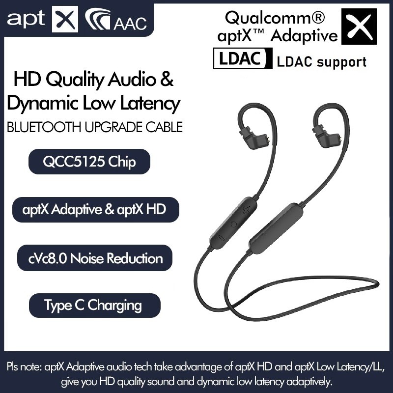 Pizen Neckband Wireless Bluetooth Cable QCC5125 LDAC/aptX