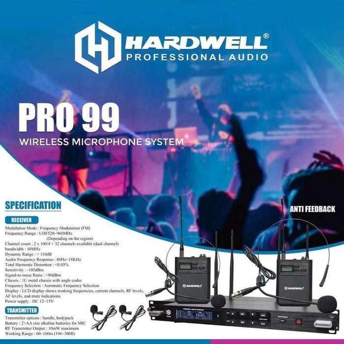 Best Seller Mic Wireless Hardwell Pro 99 Mic Clip On + Bando Hardwell Original
