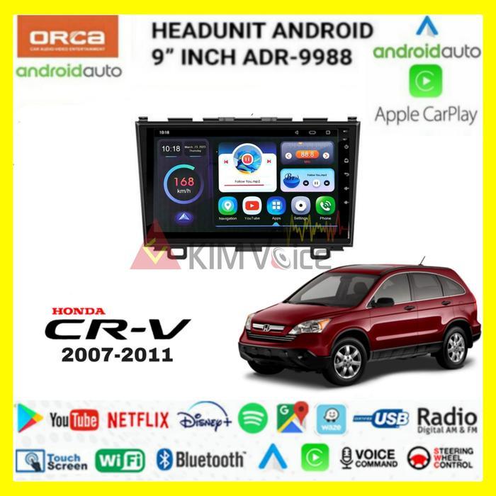 Head Unit Android Orca 9 Inch OEM CRV 2007-2011 + soket pnp
