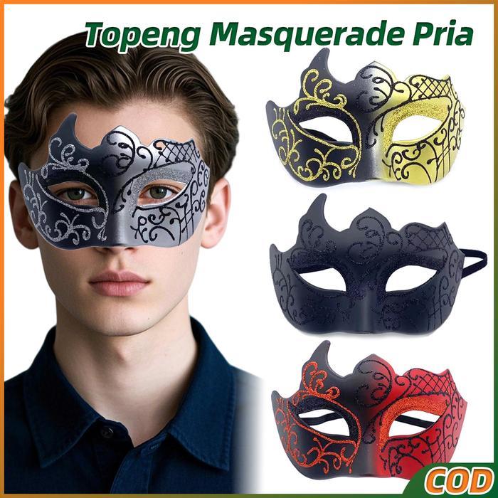 7 Warna Topeng Masquerade Pria Topeng Pasta Masquerade Masker Pria Topeng Mata Hitam Topeng
