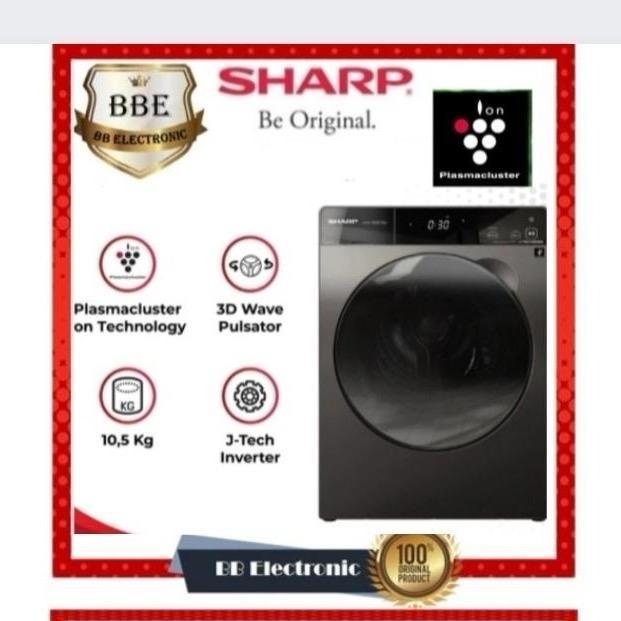 sharp mesin cuci front loading 10.5kg ES-FL1410DPX