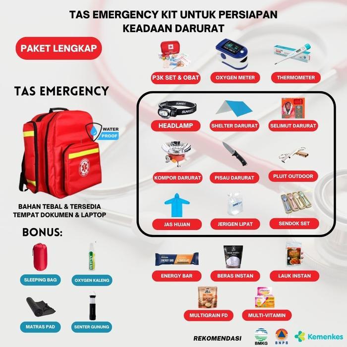 Tas Emergency Bencana Emergency Kit P3K Tas Darurat Emergency Bag Megathrust Bencana Alam Tas