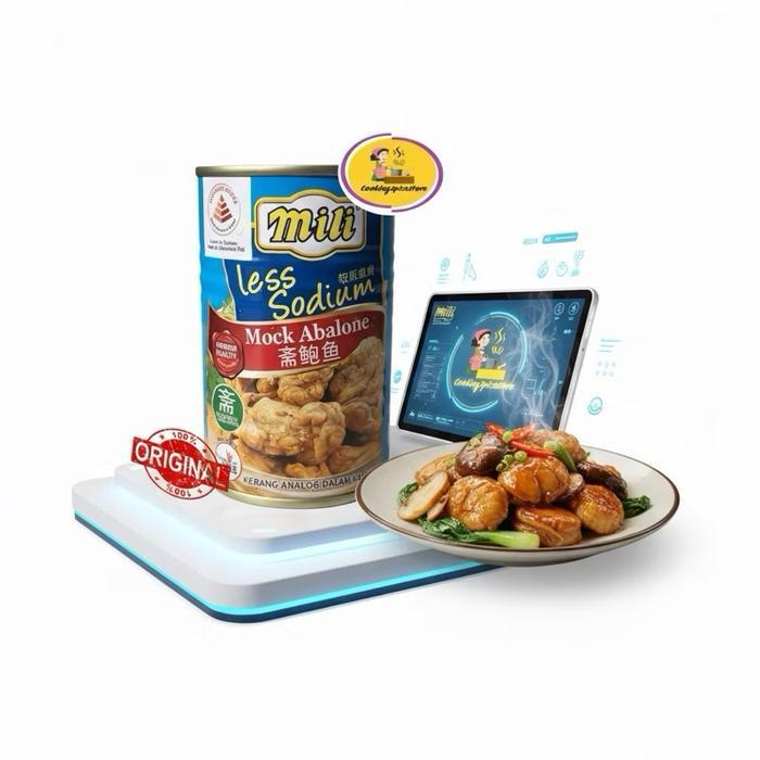 NX773 Mili Less Sodium Mock Abalone Kaleng Vegetarian Abalone Premium Import Rendah Sodium 280gr