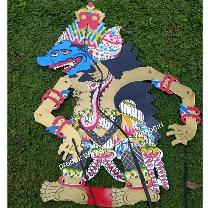 Wayang kulit kertas duplex Buto Raton BIRU Barong tinggi -+80cm ukuran standar pentas pedalangan