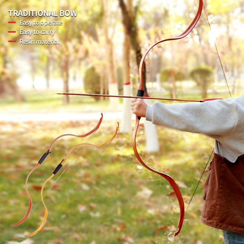 Traditional Recurve Longbow Hunting Shooting 25 Lbs Archery Crab Mongol Bow and Arrow Laminated Wood