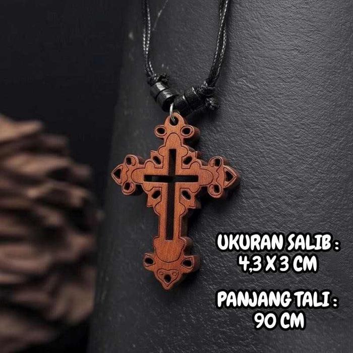 Kalung Salib Tali Hitam Murah Tarik Ulur Aksesoris Remaja Cowok Cewek Hadiah Kado Ultah Natal