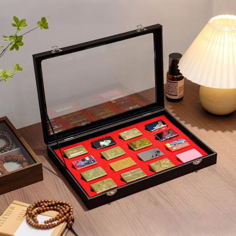 Lighter storage box, multi ompartment lighter display rak, vintage windproof lighter olletion box