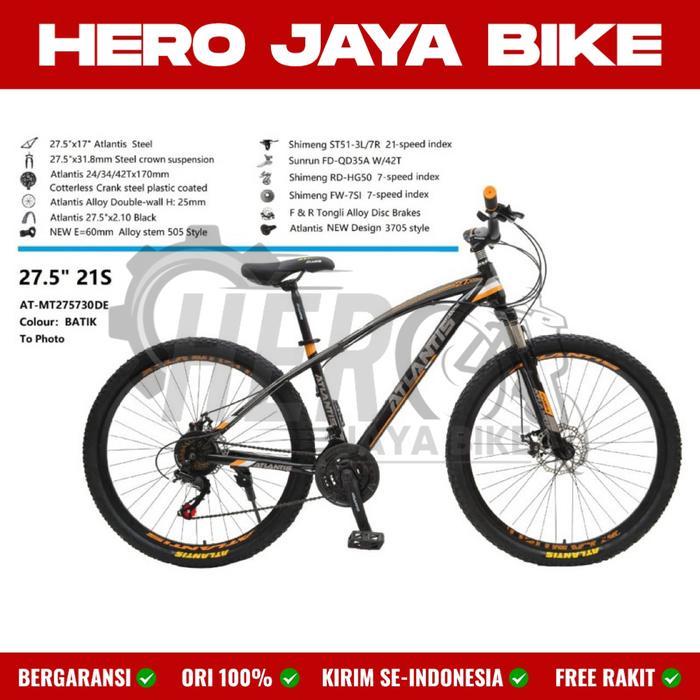 Sepeda Gunung MTB Atlantis 27,5 730 RSPRO DISC Brake ORIGINAL - Black Gold, 24