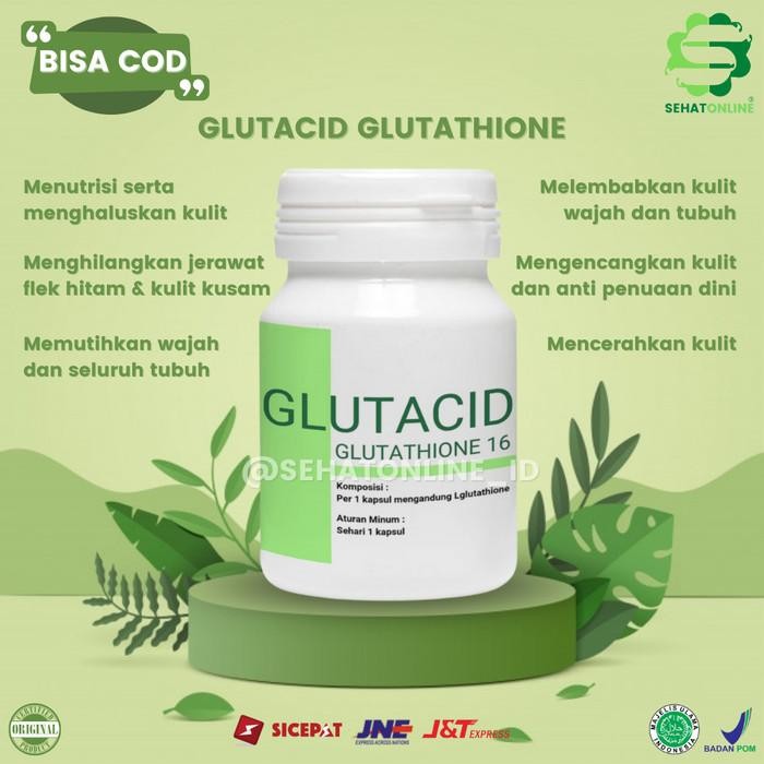 GLUTACID GLUTATHIONE 16000MG ORIGINAL PEMUTIH BADAN DAN WAJAH AMPUH / GLOWING / PENCERAH / WHITENING
