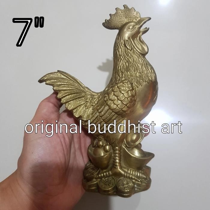 Ready patung ayam fengshui logam 7 inch