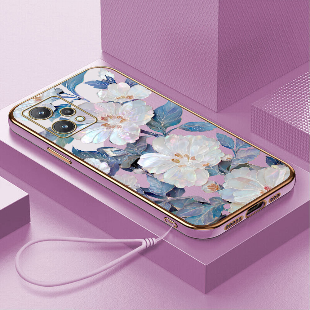 Casing Hp Untuk Realme 9 Pro Lokal Stock Lanyard Gratis Phone Case Softcase Kesing Cassing Bunga 296