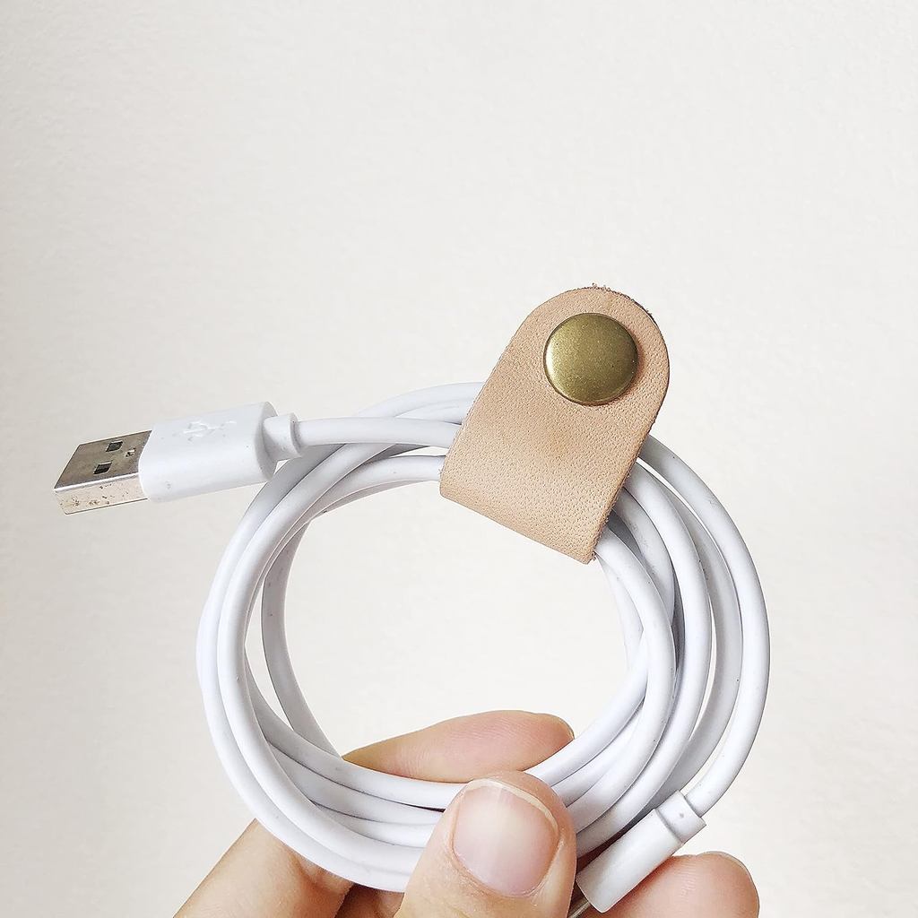 2pcs Leather Cable Straps Cord Organizer Portable Earphone Cord Winder Keeper Cable Management Cable