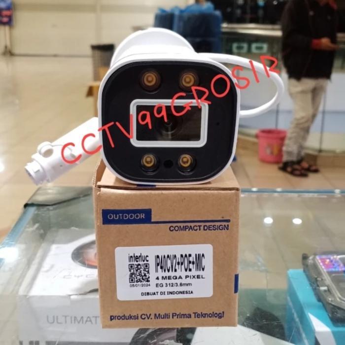 IP CAMERA OUTDOOR 4MP FULL COLOR, IP CAM INTERLUC/ EDGE POE AUDIO