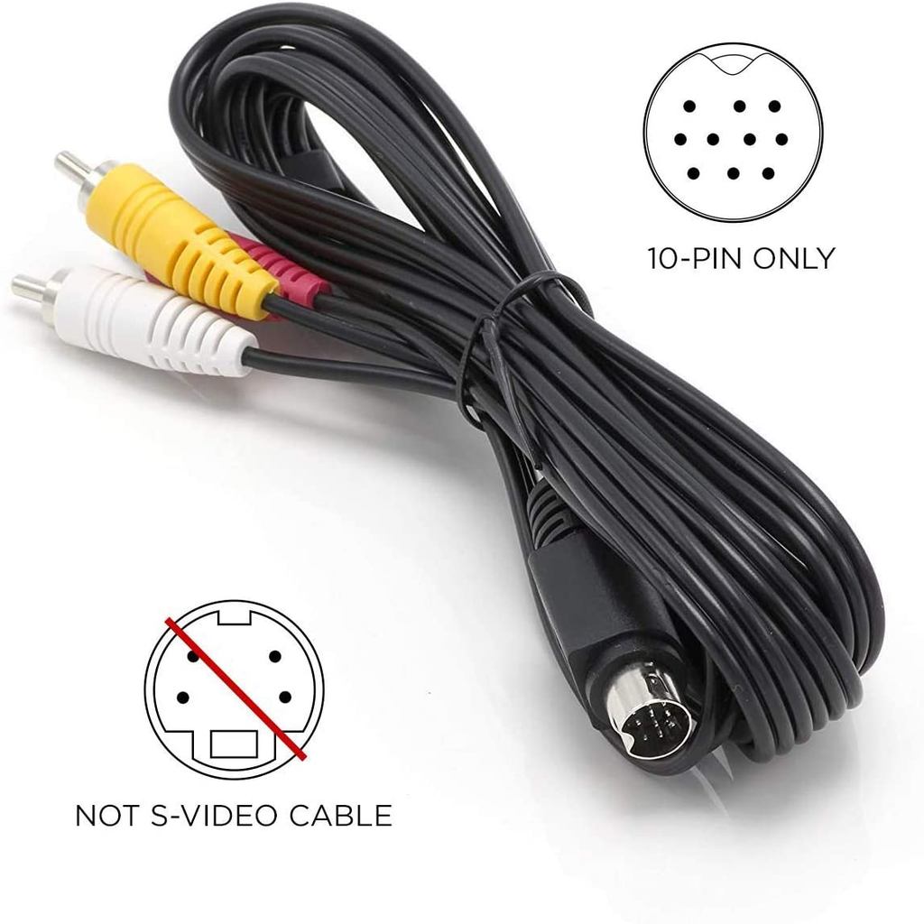 10 Pin Audio and Video DIN Cable - NOT S-Video Cable - 6 feet - RCA Composite - Compatible For DIREC