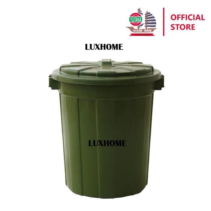 60L Ember Hijau Abu + Tutup Yutaka Plastik Awet Kuat Murah Tebal Premium Yutaka Water Bucket Ember A