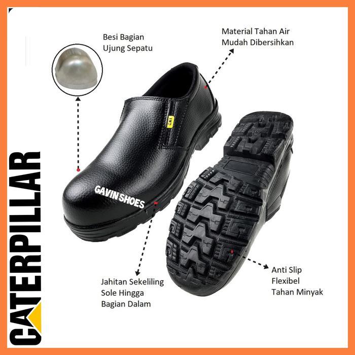 gjah SEPATU KERJA PROYEK PABRIK UJUNG BESI SOL DI JAHIT SEKELILING / SEPATU SAFETY CATERPILLAR PRIA