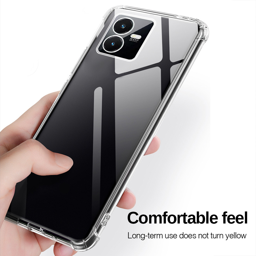 Vivoy22 4G Case Clear Air-bag Soft Silicone Back Cover For Vivo Y22 Y22s Y 22 s 22s 4G 2022 6.55" Ca