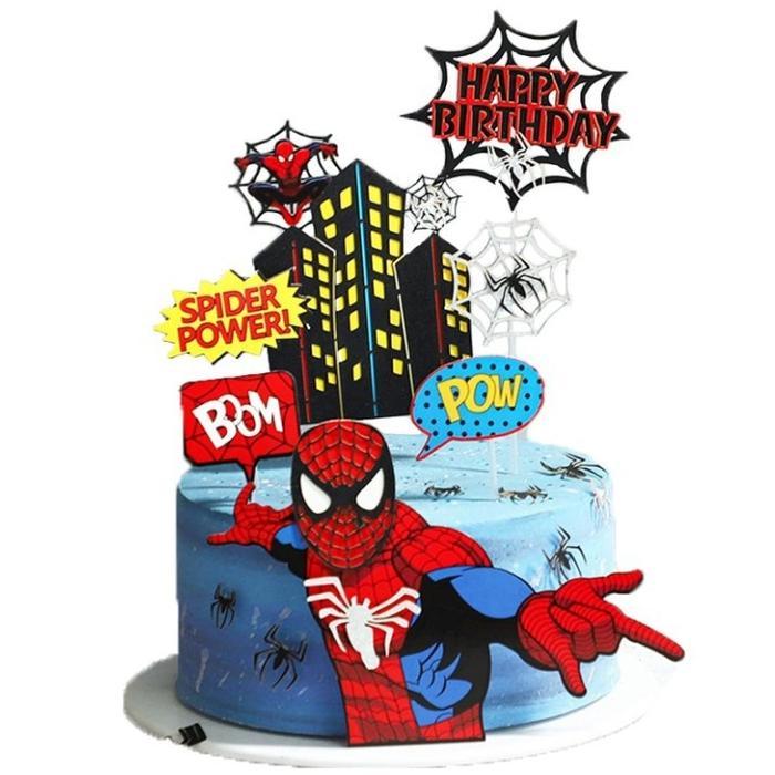 Cake Topper Spiderman Isi 7 / Hiasan Kue Ultah Tema Spiderman Ekonomis