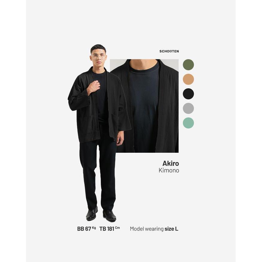SALE Schouten Outer Linen Akiro Black - Kimono Pria Wanita (Unisex)