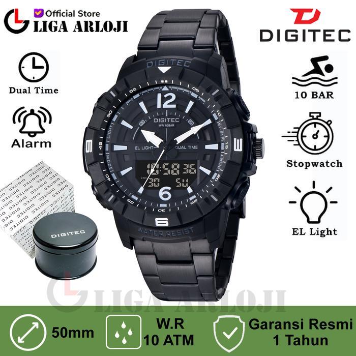 DIGITEC DA-2131R JAM TANGAN PRIA ANALOG DIGITAL 2131 STAINLESS HITAM