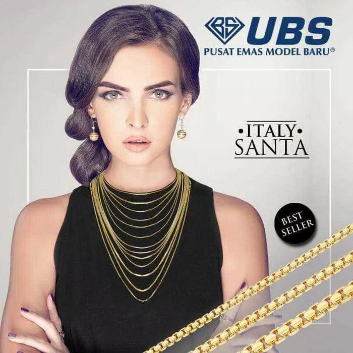 n5en- Kalung Emas Kuning Ubs Italy Santa 75% 3 Gram