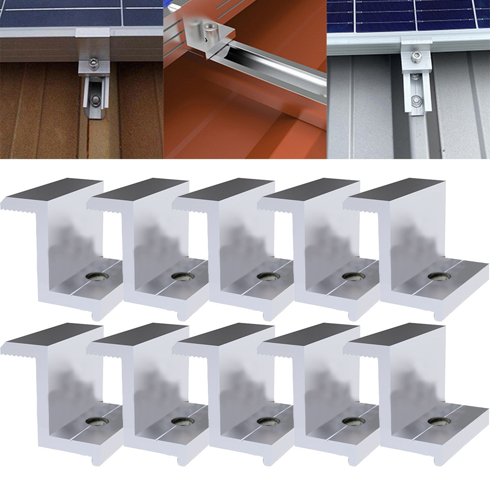 10Pcs PV Solar End Clamp Solar Panel Mount Bracket Side Clamp