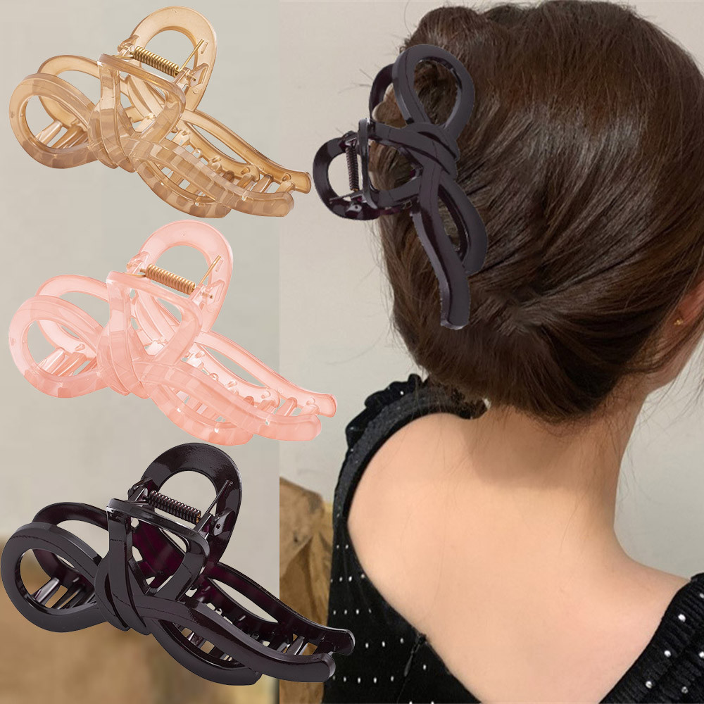 Bow Large Hair Claw Crab for Women Solid Acrylic Bowknot Hair Clips Barrettes Hairpins Girls