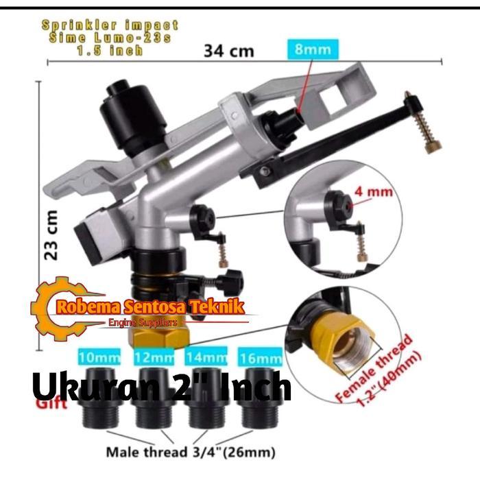 New Sprinkler Big Gun Impact 1.5 Inch Radius 50-60 Meter Sprinkler Pertanian