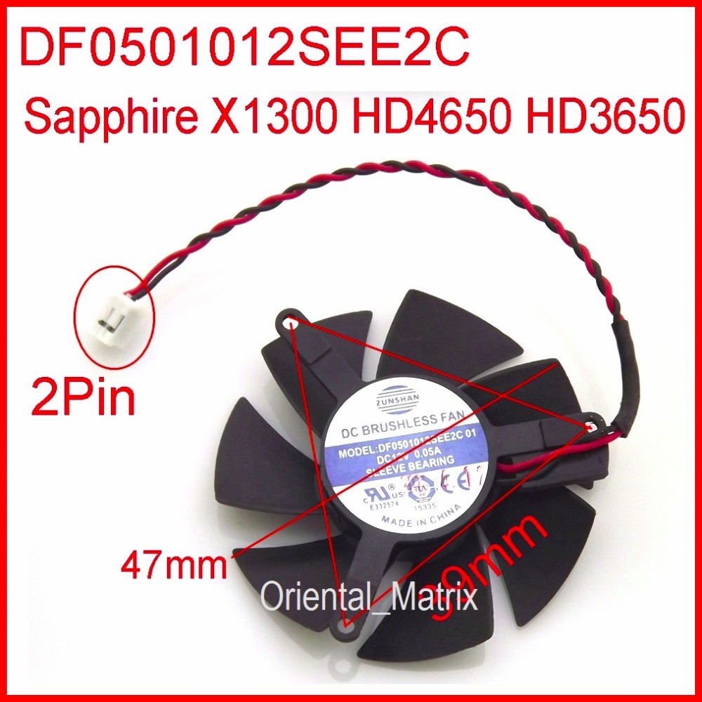 Zunshan Df0501012See2C 12V 0.05A 47Mm Cooler Fan For Sapphire X1300 Hd4650 Hd3650 Graphics Card