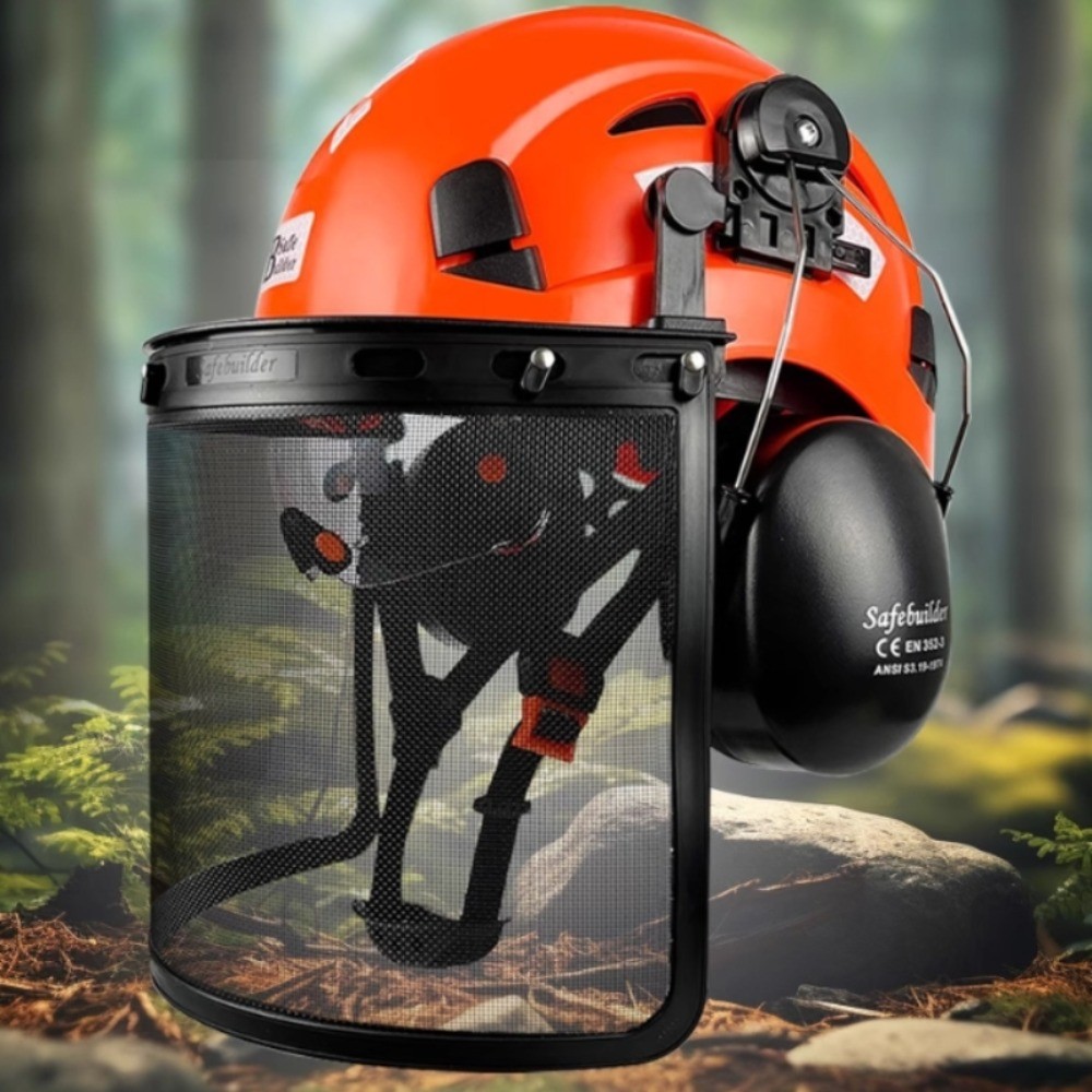 New Industrial Forestry Safety Helmet With Visor Mesh Face Shield Earmuffs Chainsaw Cutting