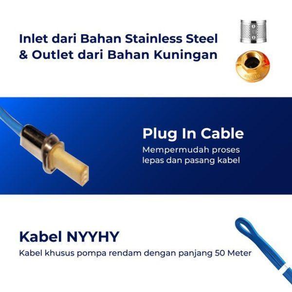 Mesin Pompa Air Celup Submersible Satelit 0.75HP Shimizu SPES-316K BIT